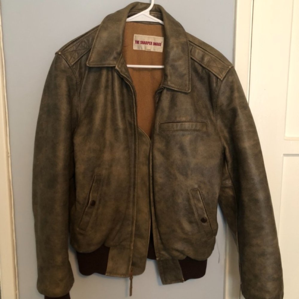 Vintage Sharper Image Leather Bomber Jacket
